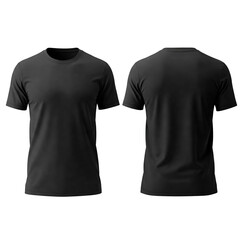 Isolated male Black T-Shirt Mockup: Front and Back View on Light Background for Apparel Design Presentation and Product Display