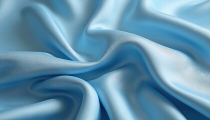 Obraz premium Elegant blue silk fabric texture. Smooth, flowing textile for luxurious designs. Satin material creates waves. Glossy background perfect for fashion, wedding or home decor concepts.