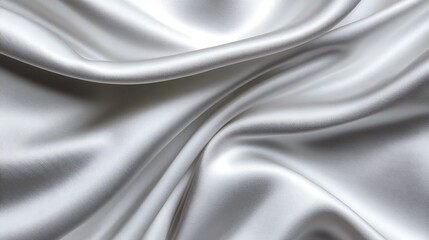 Fototapeta premium Abstract White Silky Fabric Texture with Elegant Drapes and Delicate Folds for Backgrounds and Designs, Material Pattern.