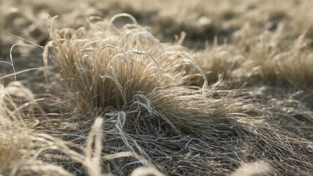 Close-up view of a dry grass surface. Space for text.