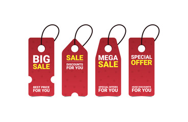 Red Hanging Sale Tags – Big Sale, Mega Sale, Special Offer