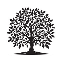 Holly Tree Art - Minimalist holly tree Silhouette - Holly Tree Vector - Tree Illustration.