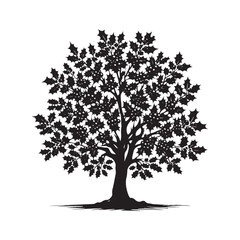 Fototapeta premium Holly Tree Art - Minimalist holly tree Silhouette - Holly Tree Vector - Tree Illustration.