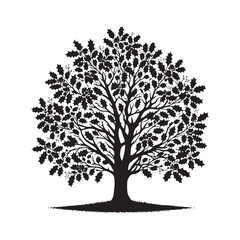 Obraz premium Holly Tree Art - Minimalist holly tree Silhouette - Holly Tree Vector - Tree Illustration.