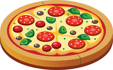 Pepperoni Pizza Illustration Vector Graphic for Food and Restaurant Themes