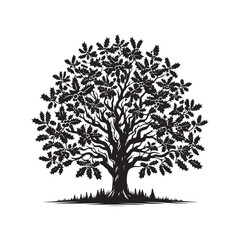 Obraz premium Holly Tree Art - Minimalist holly tree Silhouette - Holly Tree Vector - Tree Illustration.