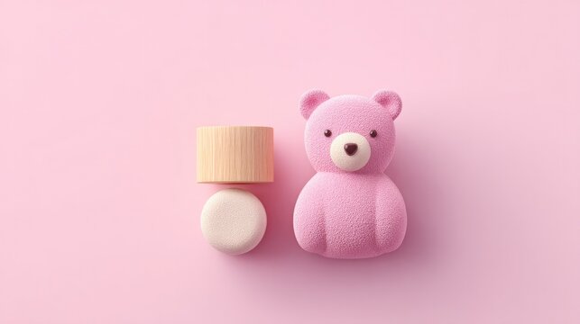 minimalistic top-down composition featuring single children toy or accessory