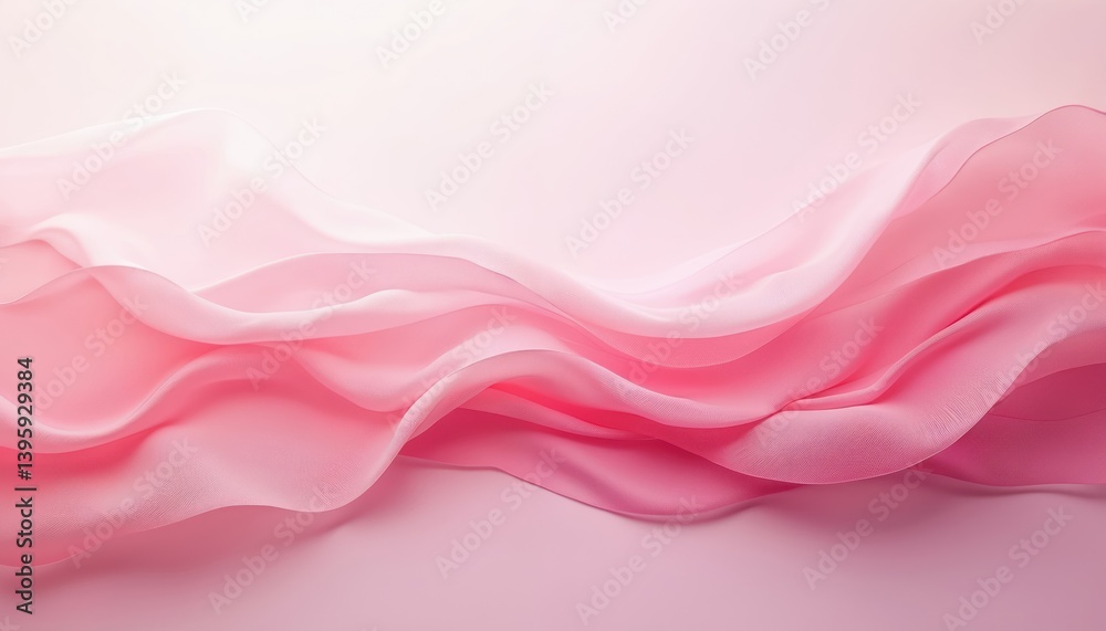Aufkleber Abstract soft pink flowing fabric. Gentle waves, layers of light, airy material, create dynamic movement. Elegant background, design element for beauty, fashion, weddings, events. Romantic aesthetic