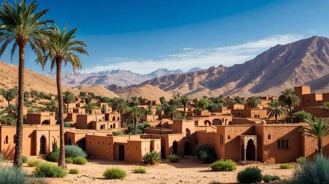 Historic Berber architecture in a Mountain Oasis village.