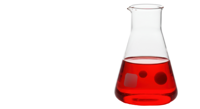 Isolated Erlenmeyer Flask with Red Liquid
