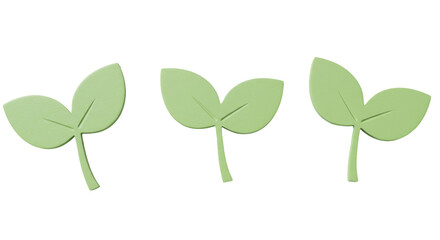 Fototapeta premium Isolated Three Green Sprout Leaves