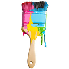 Colorful Dripping Paintbrush on transparent background