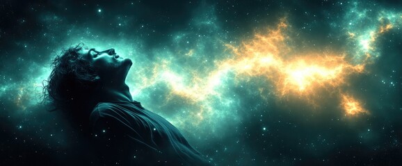 A person gazing into the cosmos