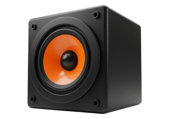 Obraz premium Close up view of a speaker with an orange center cone