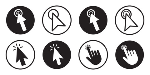 mouse cursor click icon, flat style, computer clicking arrow - Mouse arrow pointer icon symbol. editable stroke