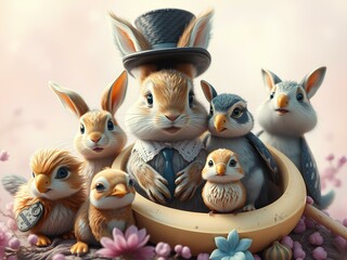 easter bunny and easter eggs