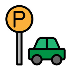 Parking Area Vector Filled Icon Design