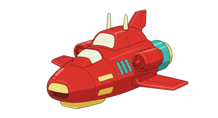 Isolated Cartoon Red Spaceship