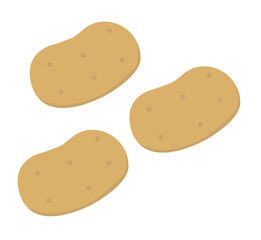 Three potatoes isolated on a white background. Vector illustration of three fresh potatoes. Simple, perfect for coloring books, educational materials, food labels and farm related designs.