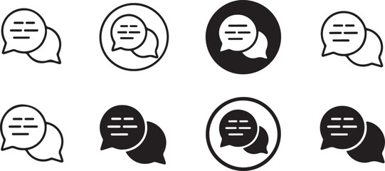  Speech Bubble Icon Set for Messaging, Communication, and Chat Applications in Minimalist Line and Solid Black Styles