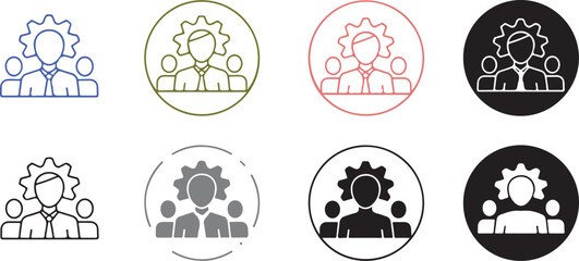  Teamwork and Collaboration Icon Set - Business and Organization Concept