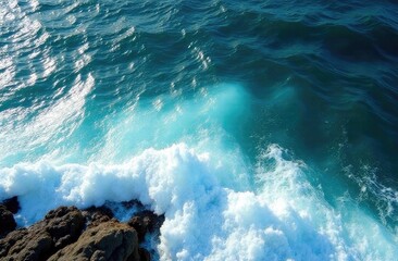 Storm. Waves and sea foam.