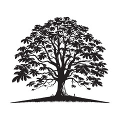 Horse Chestnut Silhouette - Minimalist Horse Chestnut Vector - Tree Illustration - Tree Art - Tree Design.
