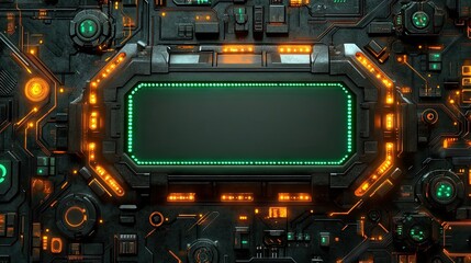 Fototapeta premium Futuristic, high-tech panel with glowing display