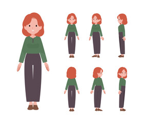 立っている赤髪女性のセット