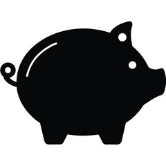 Piggy Bank icon silhouette isolated on white background
