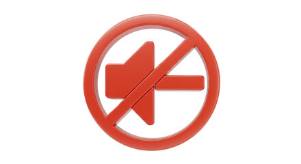Isolated No Sound Symbol in Red