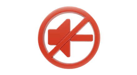 Isolated No Sound Symbol in Red