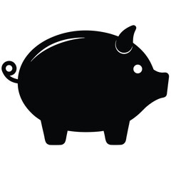 Piggy Bank icon silhouette isolated on white background