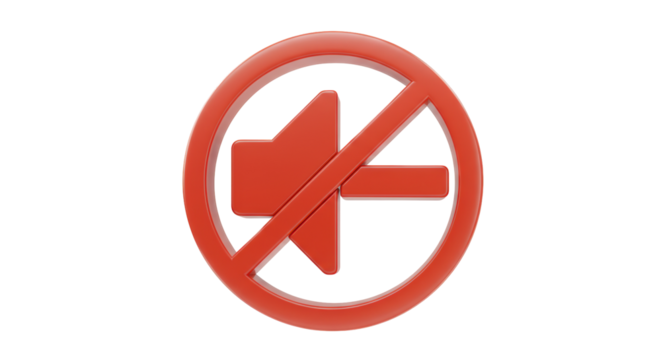 Isolated No Sound Symbol in Red