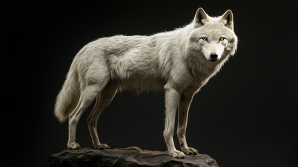 A dire wolf on a black background.