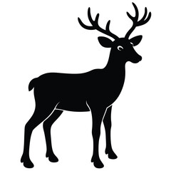 Reindeer silhouette isolated on white background