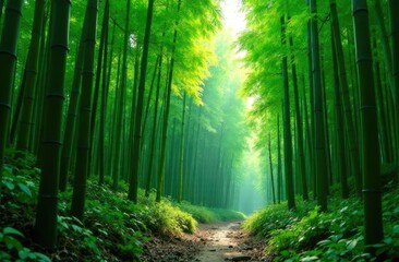 Obraz premium Bamboo grove in China. Landscape with bamboo.