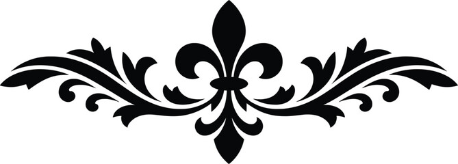 Fleur-de-Lis Ornament Design, Elegant Vintage Decorative Vector © Raihan