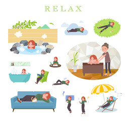 リラックスに関する赤髪女性のセット