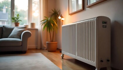  house electric heater radiator in the living room for cold winter season , uk winter heaters created with generative ai