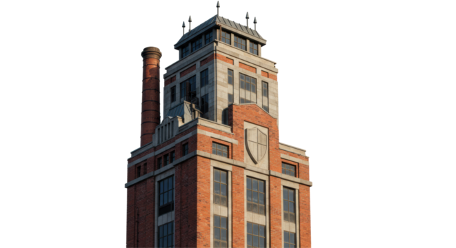 Isolated Old Brick Factory Building