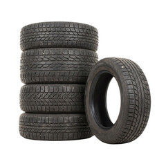 stack of tires isolated on transparent background 