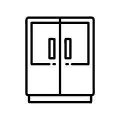 Double Door Refrigerator Outline Style Icon Design