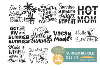 Summer quotes SVG Retro Vector Bundle