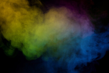 Blue and purple steam on a black background.