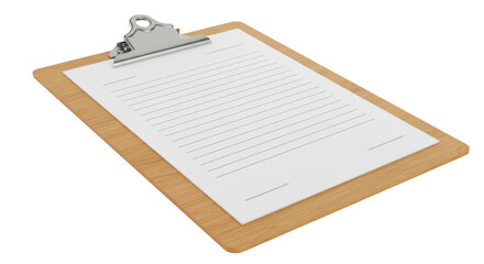 Isolated Clipboard with Paper