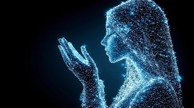 Ethereal Digital Representation of a Woman in a Silhouette Style