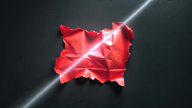 Tattered red poster stuck to the wall.