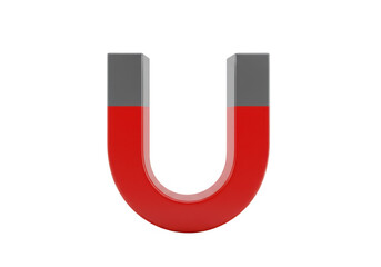 A horseshoe magnet with red and grey color 