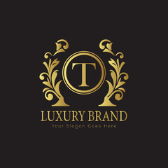 Luxury Laurel Wreath Letter Logo Design with Hexagon Frame for Sophisticated Branding